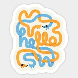 Two Wiener Dogs Say Hello Sticker